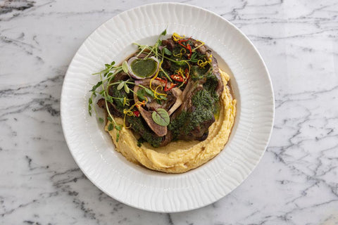 Grass-fed Beef Chimichurri and Polenta