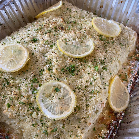 Three-Cheese Crusted Baked Salmon Family Platter