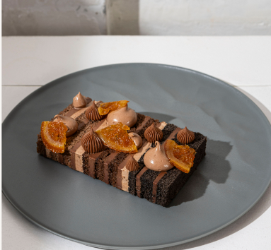 20-Layer Chocolate and Orange Ombré Cake Slice