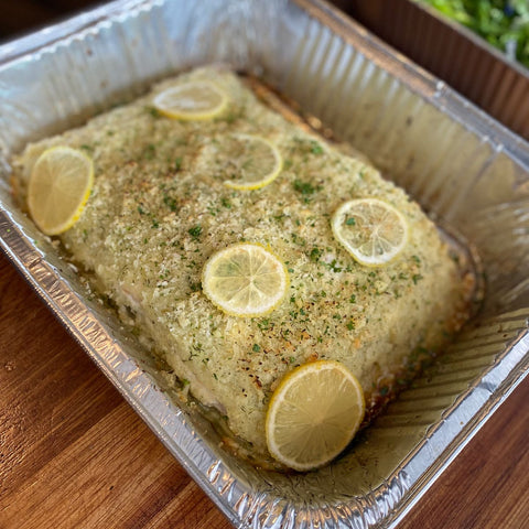 Three-Cheese Crusted Baked Salmon Family Platter
