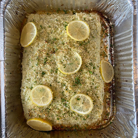 Three-Cheese Crusted Baked Salmon Family Platter